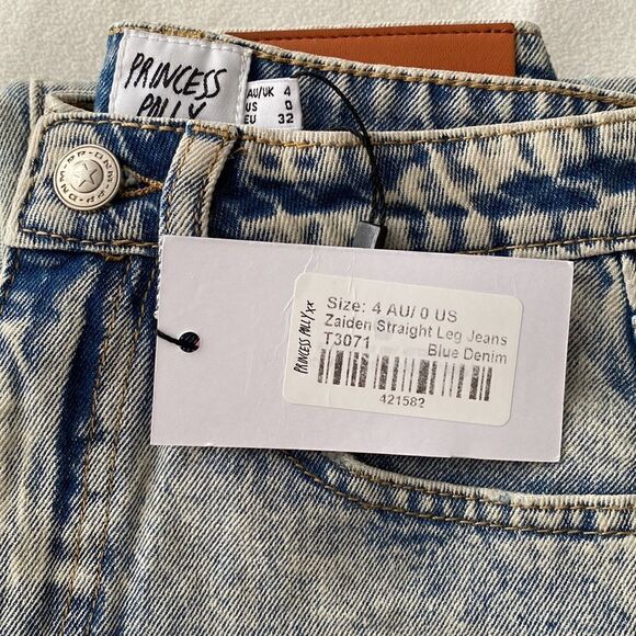 Princess Polly ZAIDEN STRAIGHT LEG JEANS LIGHT WASH DENIM US 0 - Picture 3 of 9